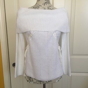 Off The Shoulder Foldover Cowl Neck Knit Sweater